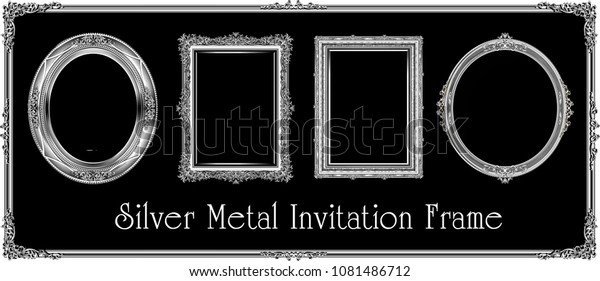 Set Metals Decorative Vintage Frames Borders Stock Vector Royalty