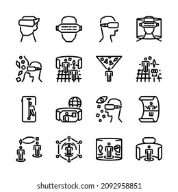 Set of Metaverse line icons. Contains such Icons as Virtual Reality, Digital, Futuristic, and more. Editable Stroke. 48x48 Pixel Perfect. Vector illustration. 
