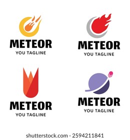 Set of Meteor logo template design isolated on white background.