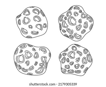  set of meteorite rocks doodle