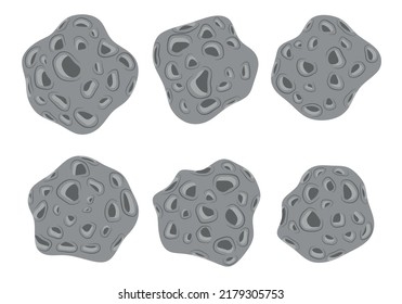 set of meteorite rocks.vector illustration