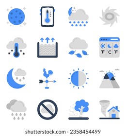 Conjunto de iconos planos de la meteorología

