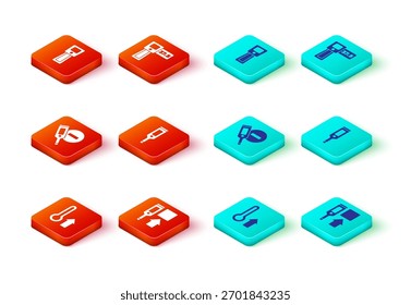 Set Meteorology thermometer, Digital,  and  icon. Vector