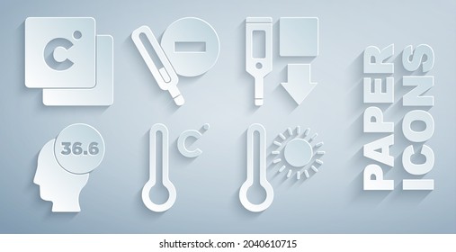 Set Meteorology thermometer, Digital, Medical,  and Celsius icon. Vector