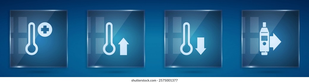 Set Meteorology thermometer, ,  and Digital. Square glass panels. Vector