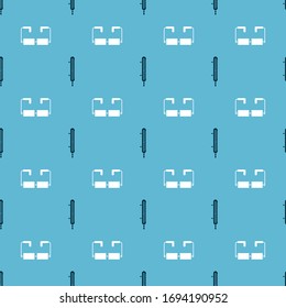Set Meteorology thermometer measuring and Glasses on seamless pattern. Vector