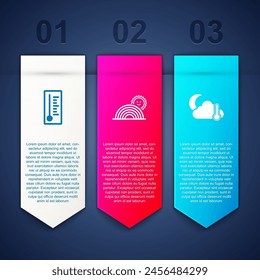Set Meteorology thermometer, Rainbow with sun and Thermometer and cloud, moon. Business infographic template. Vector