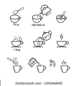 Set methods brewing tea   coffee  A set icons ready to use in your design  Vector outline icons can be used different backgrounds   EPS10 