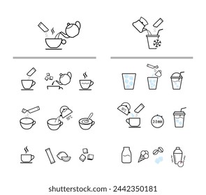 Set of methods of brewing tea and coffee. Preparation instructions. Vector elements for infographics. Set of sign for detailed guideline. Ready for your design. EPS10.