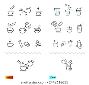 Set of methods of brewing tea and coffee. Preparation instructions. Vector elements for infographics. Set of sign for detailed guideline. Ready for your design. EPS10.