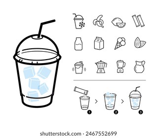 Eine Reihe von Methoden zum Aufbrühen von Tee, Kaffee und kalten Getränken. Anweisungen für die Zubereitung. Vektorgrafik Elemente für Infografiken. Vorzeichensatz für detaillierte Richtlinien. Bereit für Ihr Design. EPS10.