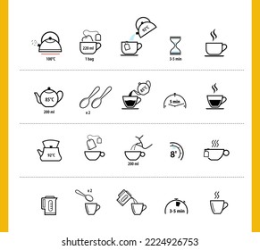 Set methods brewing tea  Preparation instructions  Vector elements for infographics  Set sign for detailed guideline  Ready for your design 	