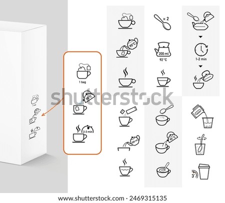 Set of methods of brewing tea. Preparation instructions. Vector elements for infographics. Set of sign for detailed guideline. Ready for your design. EPS10.