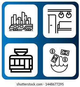Set of metro icons such as Skytrain, Electric train, Tramway, Umbrella , metro