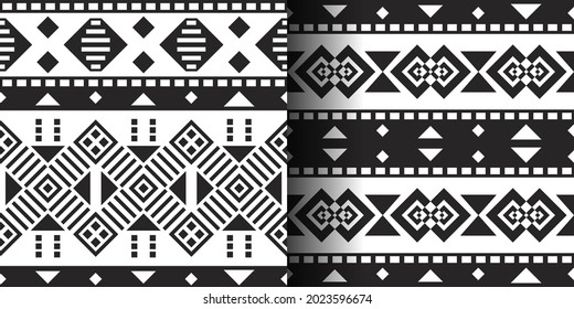 Conjunto de patrones mexicanos y africanos sin costuras. Papel pintado de diseño étnico, tela, cubierta, textil, alfombra, manta.