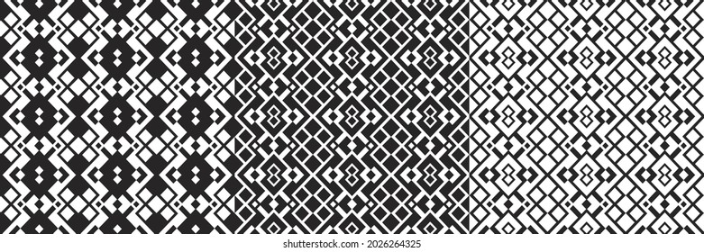 Set of Mexican, African seamless patterns. Ethnic design wallpaper, fabric, cover, textile, rug, blanket.
