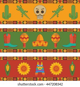set of mexican banner decorations with mexican themed ornaments