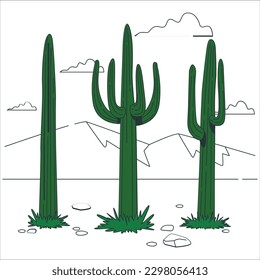 Eine Reihe von mexikanischen Kakteen mit Stacheln oder Stacheln und Blumen als Banner für Cinco de Mayo Urlaub oder Feiern. Essbar oder genießbar, eskulente Kakteen wie Saguaro, indianische Feigen oder Mammillaria-Kaktus.