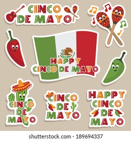 set of mexican cinco de mayo label decorations