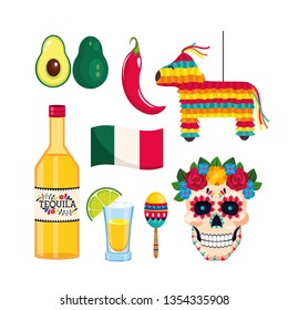 set mexican decoration to tradition event celebration