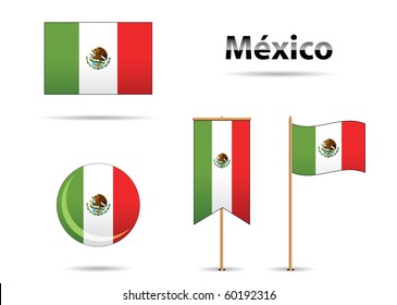 set of mexican flags in bicentennial anniversary