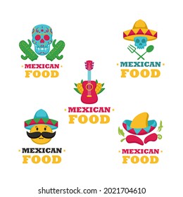 Set of Mexican food logo template
