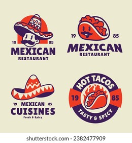 Set of Mexican Food Restaurant Logos and Labels Collection