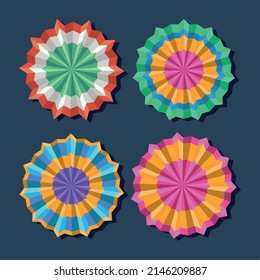 set of mexican paper folding colored decoration