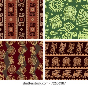 Set of Mexican Seamless Tiles (background, wallpaper, pattern, aztec, american indian)