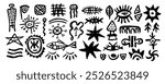  Set of Mexican sign and symbols. Abstract aztec totem idols, ancient inca maya civilization primitive traditional signs. Vector ornament of native americans, aztecs, maya, incas.