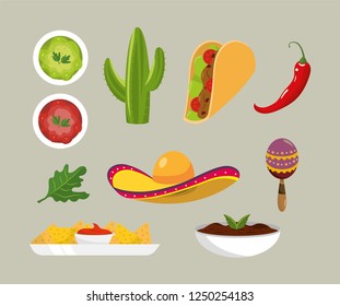 set mexican spicy sauces and traditional food