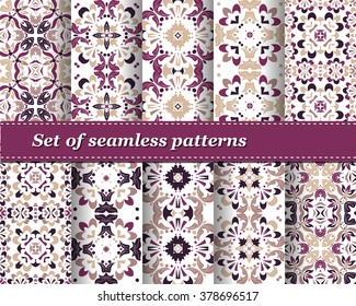 Set of Mexican stylized talavera tiles seamless pattern. Background for design and fashion. Arabic, Indian patterns, Mexican talavera tiles