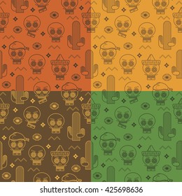 set of mexican themed seamless patterns, with clipping path