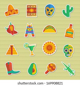 set of mexican themed sticker decorations