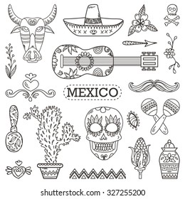 Set of Mexican traditional and cultural elements.