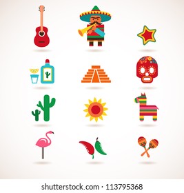 Set Of Mexico Vector Illustrations