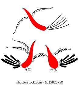 set Mezenskaya traditional painting of birds  vector illustration
