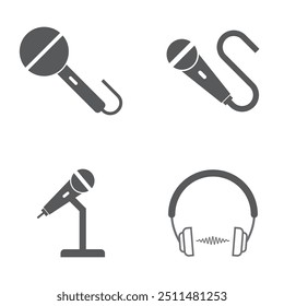 conjunto de ícone de microfone altifalante vetor ilustração