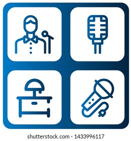 Set of mic icons such as Singer, Microphone, Night stand, Karaoke , mic