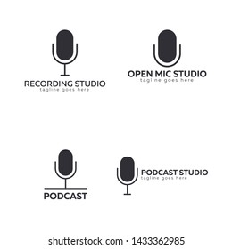 Set of Mic logos for Radio or Podcast Studio, Microphone icon
