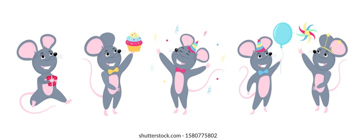 A set of mice. Little mouse. Rats celebrate birthday