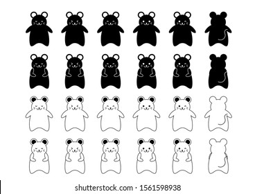 Set of mice. Rats collection. Vector illustration. 
