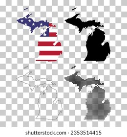 Set of Michigan map, united states of america. Flat concept icon vector illustration .