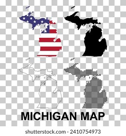 Set of Michigan map, united states of america. Flat concept icon vector illustration .
