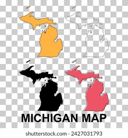 Set of Michigan map, united states of america. Flat concept icon vector illustration .
