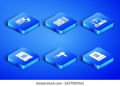 Set Micro SD memory card, Money protection, Hair dryer, , Air conditioner and Router and wi-fi icon. Vector