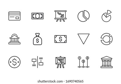 Conjunto de iconos de línea vectorial relacionados con la microeconomía. Paquete de símbolos lineales Premium. Ilustración vectorial aislada en un fondo blanco. Símbolos web para sitios web y aplicaciones móviles. Diseño moderno. 