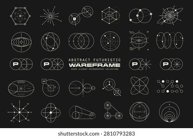 Set of Micrographic element abstract shape Futuristic UI Cyber Future technology Collection