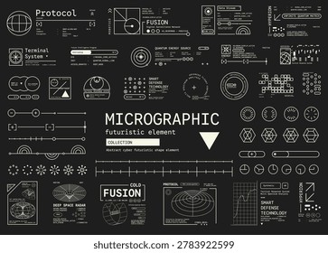 Set of Micrographic element Futuristic UI Elements Shape Collection