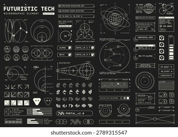 Set of Micrographic element Futuristic UI Cyber Futuristic technology Collection	